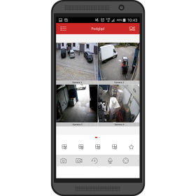 Obraz monitoringu pokazany na telefonie